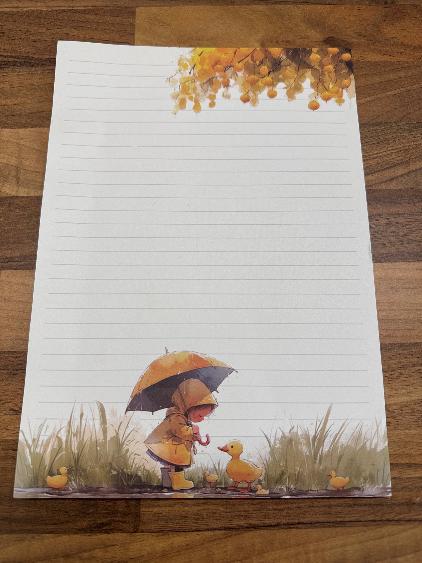 Autumn Ducks & Umbrellas Writing Paper