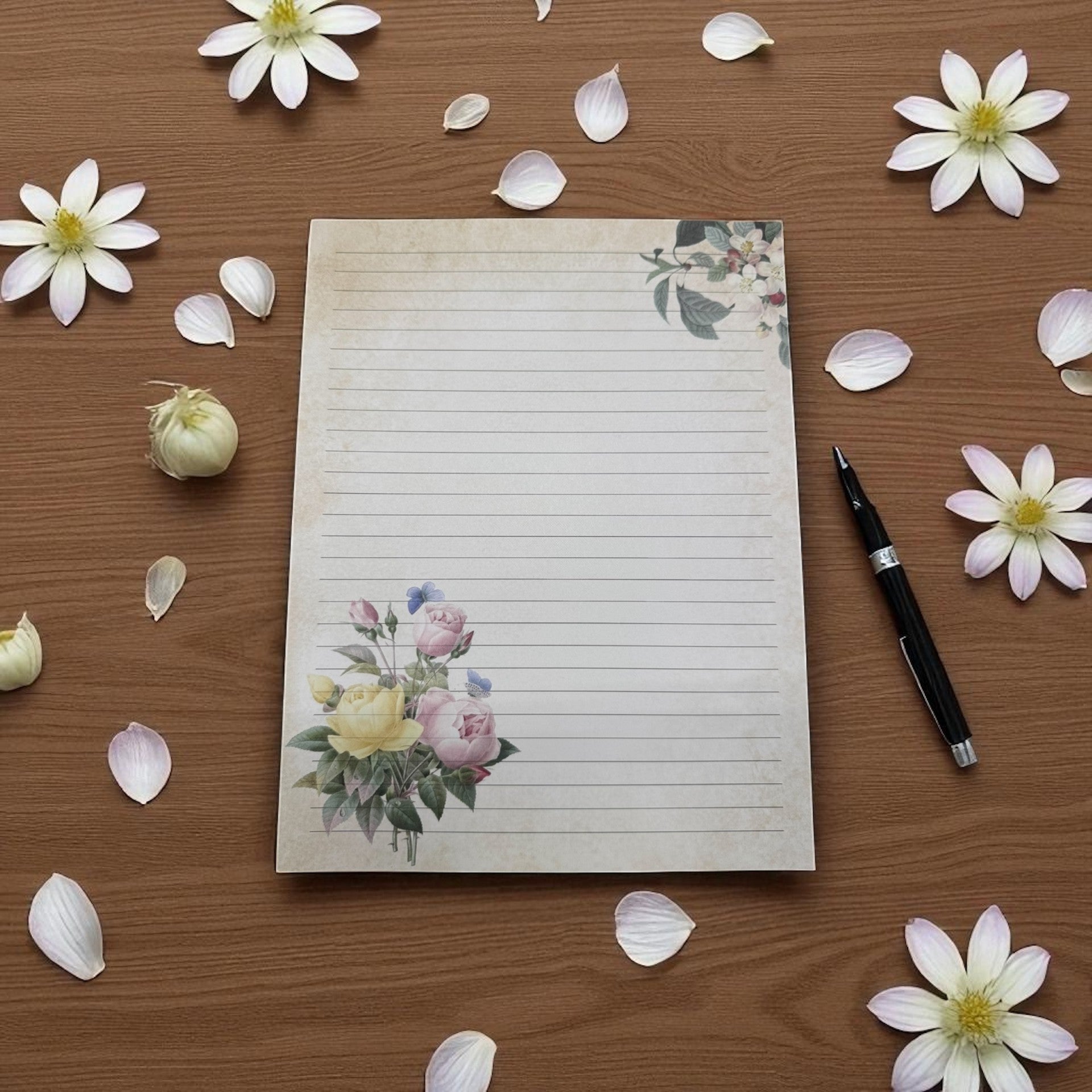English Garden Bloom Writing Paper
