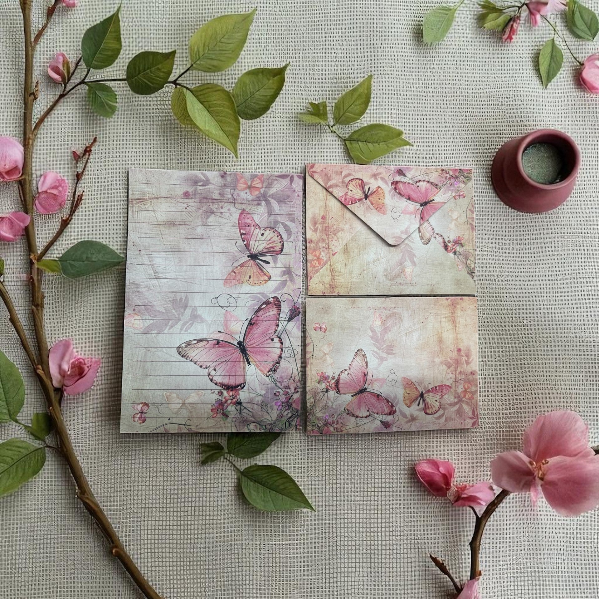 Blush Breeze Butterfly Writing Set