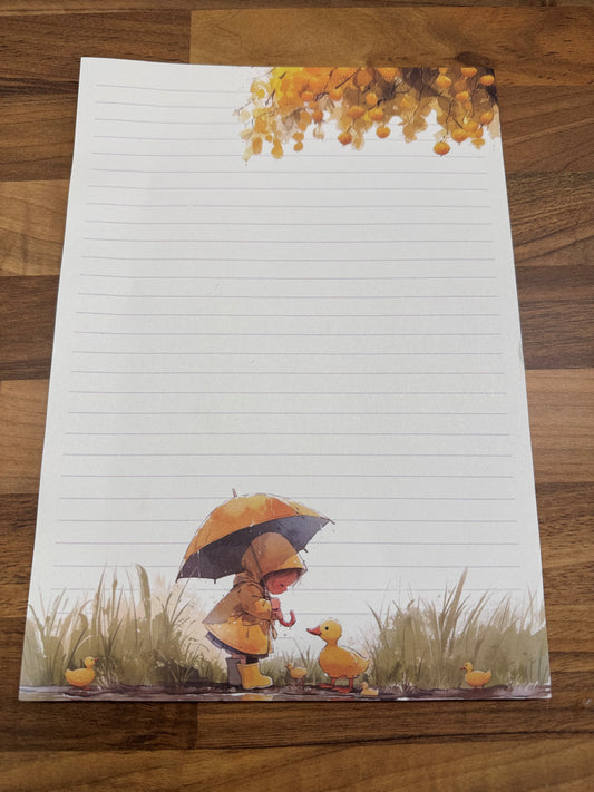 Autumn Ducks & Umbrellas Writing Paper