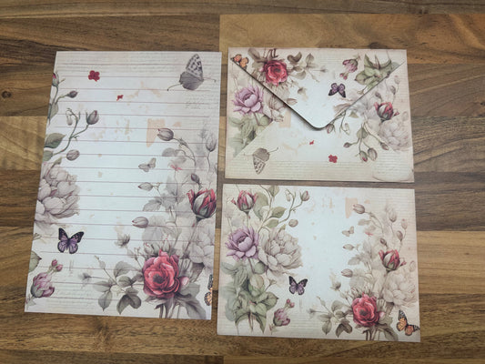 Rose Garden Butterfly Writing Set
