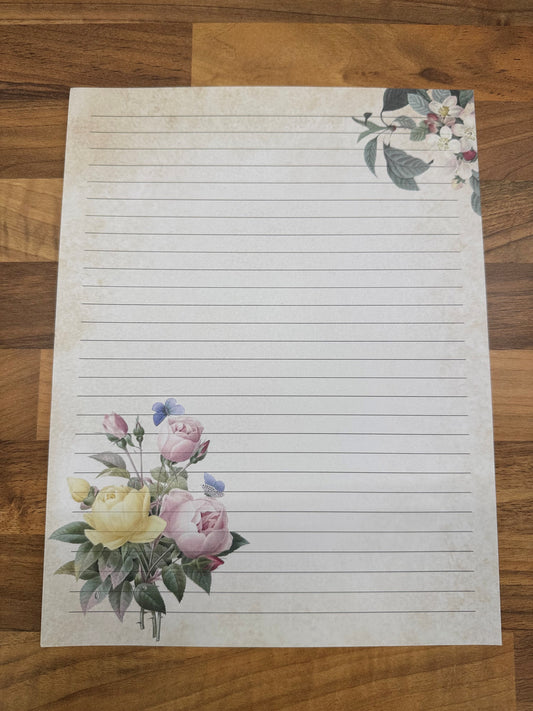 English Garden Bloom Writing Paper